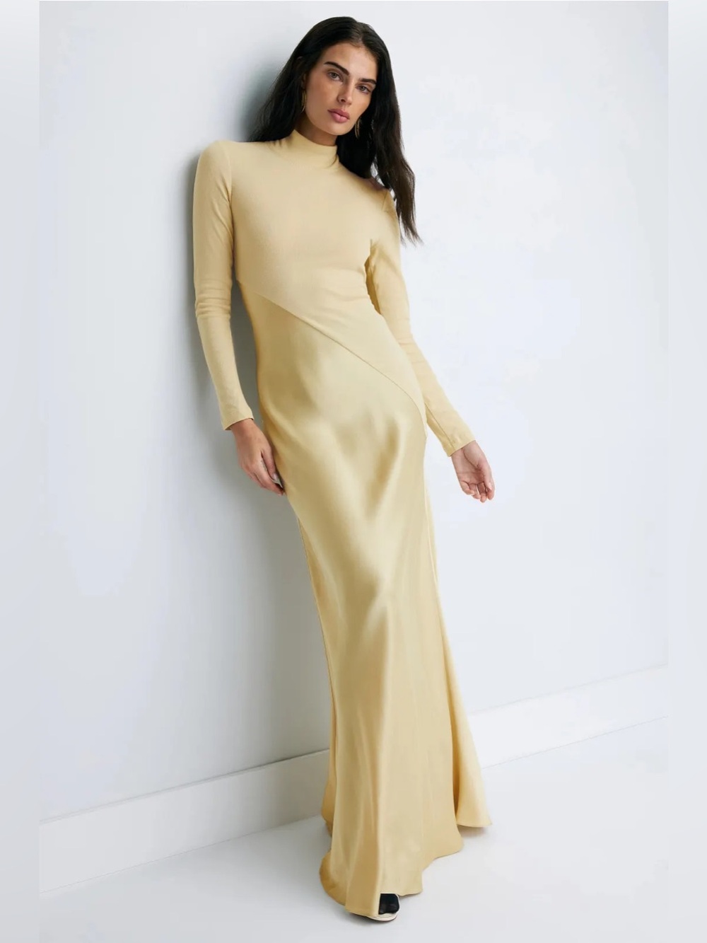 Rosetta Getty bias turtleneck combo maxi dress